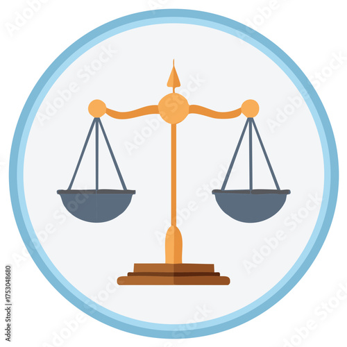 Vector icon of the scales of justice symbol for law, legal, and court concepts