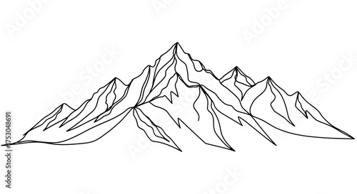 Majestic mountain range peaks under a clear sky, symbolizing adventure and nature's grandeur.
