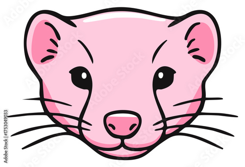 Pink Cartoon Ferret Head Illustration Vector Graphic Design
