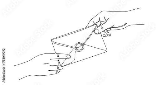 Hands exchanging a sealed envelope, symbolizing communication and connection.