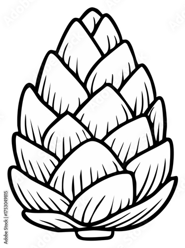 Stylized outline drawing of a ripe artichoke for food or botanical concepts