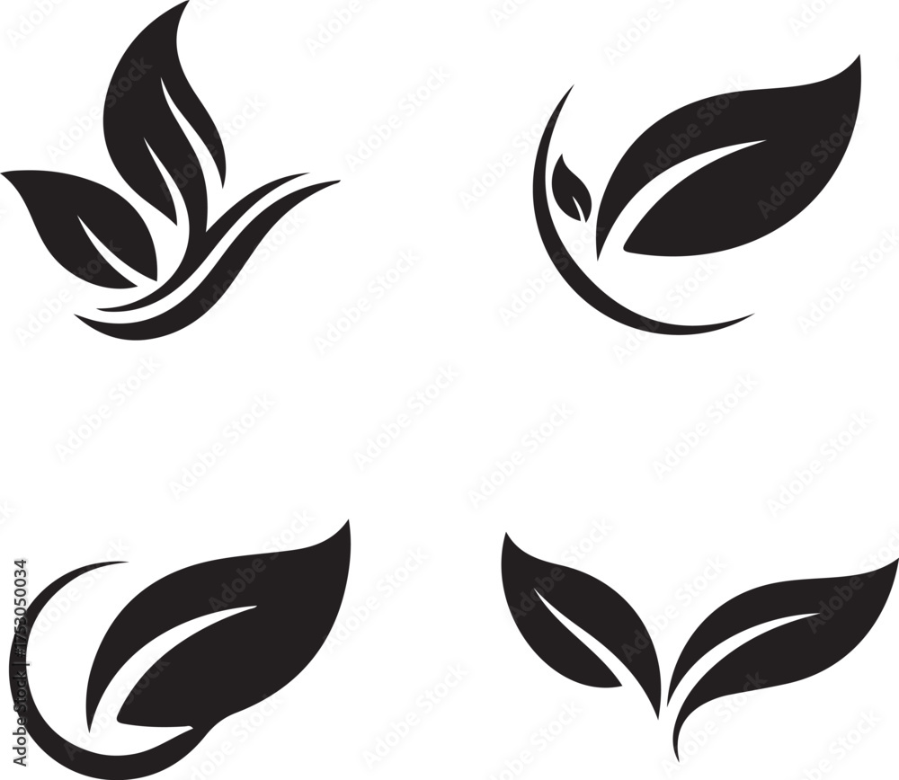 Fototapeta premium vector set of green leaves design