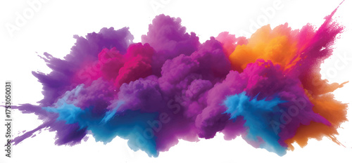 Abstract watercolor splashes of colorful ink paint creating a blue and cloudy sky texture