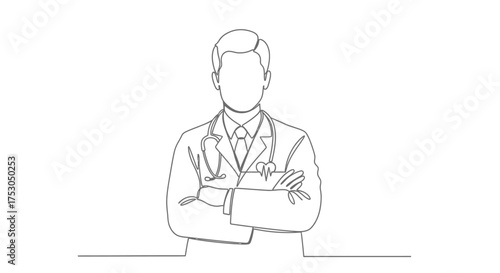 Professional doctor with stethoscope and arms crossed, representing healthcare and medical expertise
