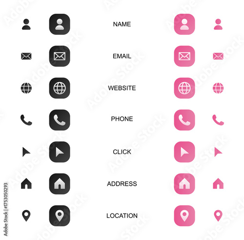 Collection of business card icons in various styles