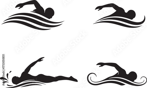 Swimming sports man vector art silhouette logo design