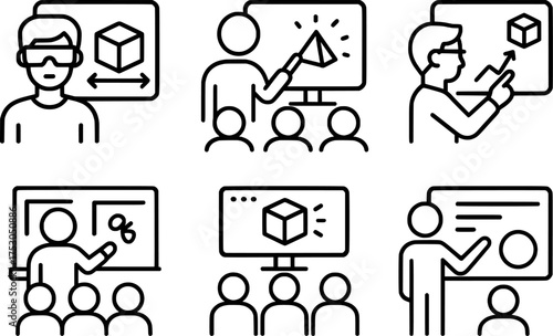 Smart classroom augmented reality digital whiteboard icons