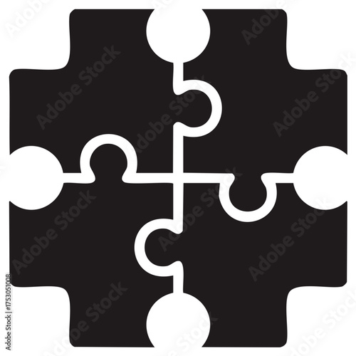 Four Interlocking Puzzle Pieces Forming a Complete Square Icon