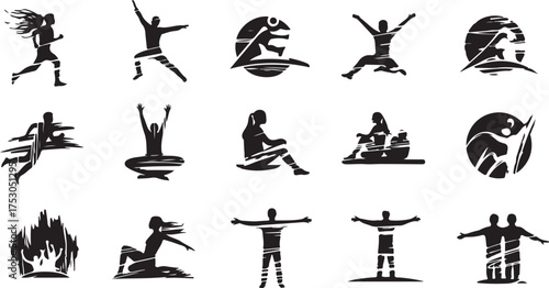 set of yoga poses vector art