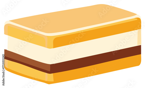 Delicious Sandwich with Cream and Chocolate Filling Cartoon Illustration