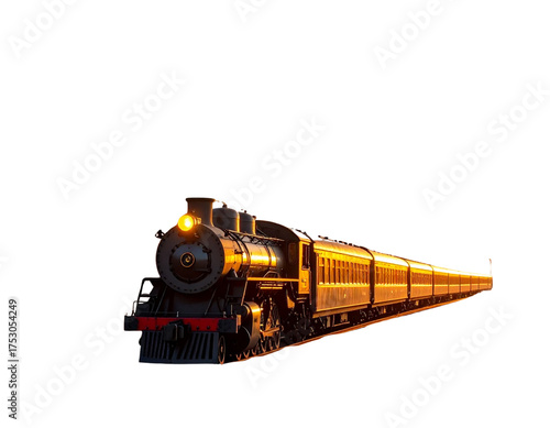 Vintage Steam Locomotive at Sunset – Historical Railway Scene