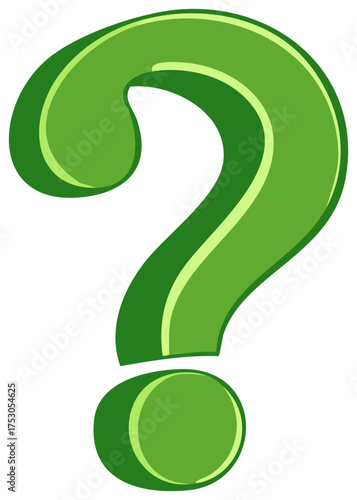 Green Question Mark Symbol, Illustration for Confusion and Inquiry