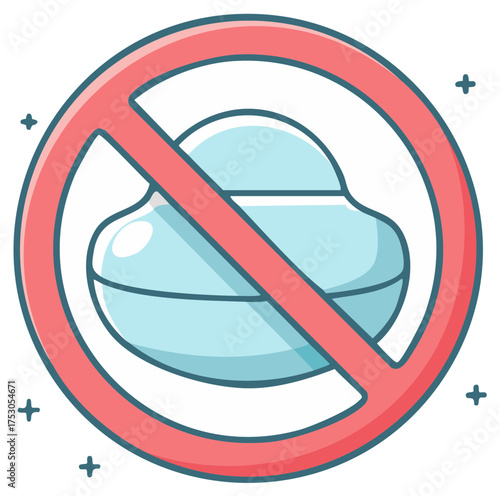 Illustration of a blue cloud symbol with a red prohibition sign over it.