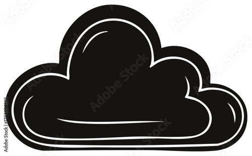 Illustration of Dark Storm Cloud with Rounded Edges and White Border