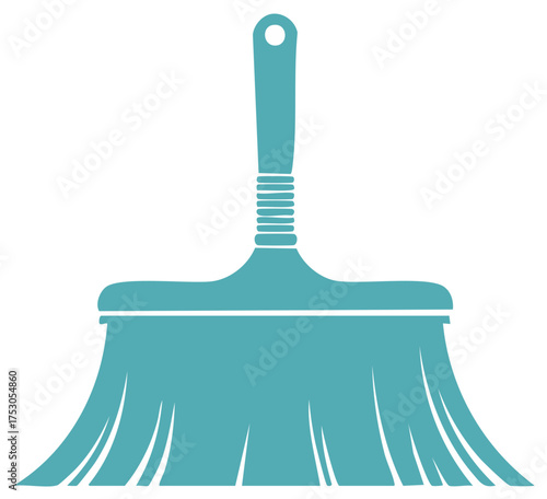 Teal silhouette of a wide paintbrush tool, a simple flat vector icon for home renovation and DIY concepts.