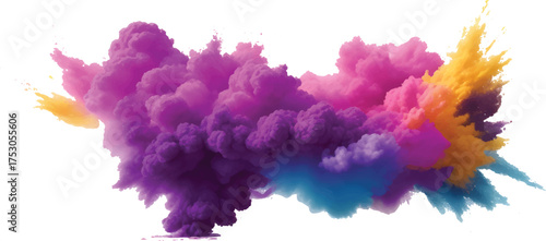 Abstract colorful background of vibrant red and blue paint splashes resembling a smoky explosion of color