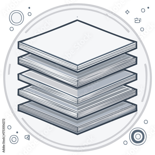 Abstract stack of organized layers icon representing data structure and information flow