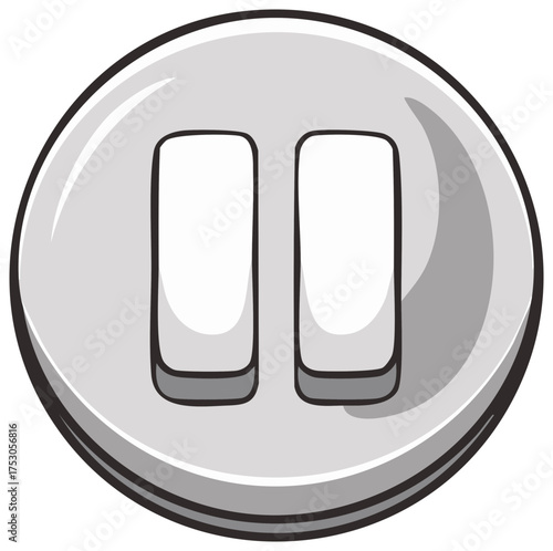 Stylized Pause Button Icon in Shades of Grey Symbolizing Halt and Interruption