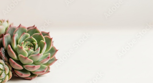 Green Echeveria Succulent Plant With Minimal Copy Space