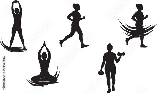 silhouette of a woman gym vector 