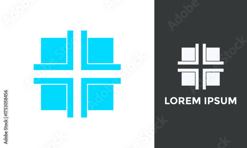 Geometric Window Logo, Abstract Opening Design, Modern Perspective Symbol, Isolated White on Black