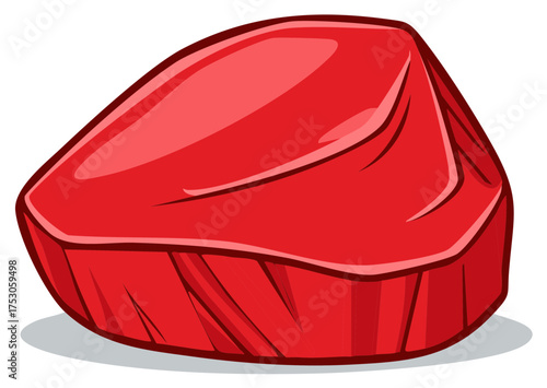 A fresh cut of raw red meat or beef steak in a stylized cartoon vector illustration