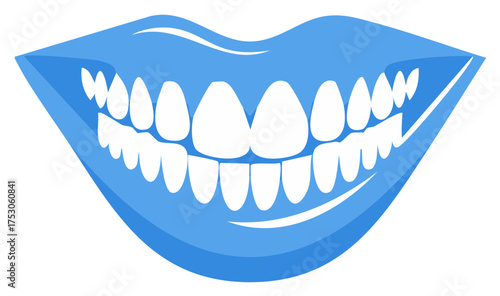 Illustration of a Mouth with Healthy Teeth for Dentistry and Oral Hygiene