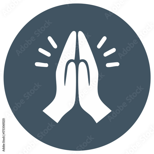 Minimalist icon of praying hands gesture symbolizing faith gratitude and spirituality