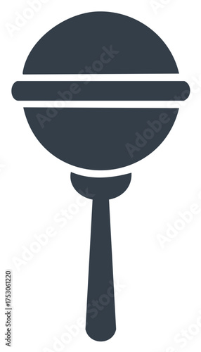 Simple Dark Blue Lollipop Icon Round Sweet Candy on Stick