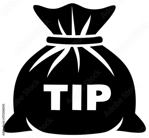 Tip money bag icon simple silhouette for gratuity or donation