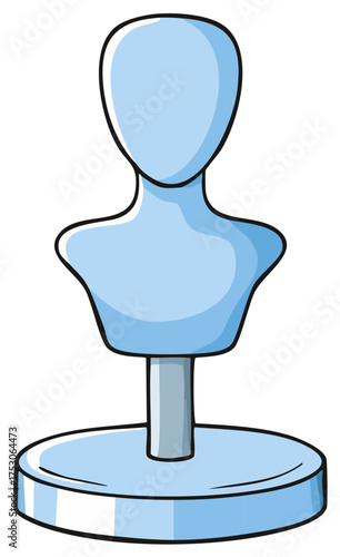 Bust Sculpture Pale Blue Artistic Drawing Mannequin on Pedestal Stand