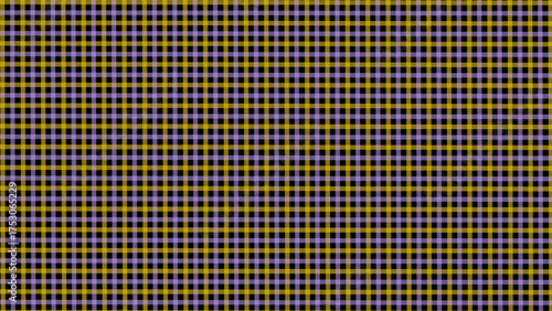 Yellow, purple and black plaid fabric texture background. Seamless pattern checkered wallpaper.	