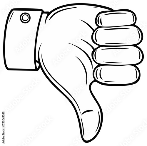 Stylized illustration of a thumbs down gesture with a shirt cuff