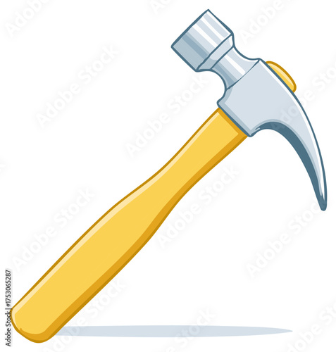 Vibrant cartoon claw hammer essential construction and carpentry tool with a bright yellow handle