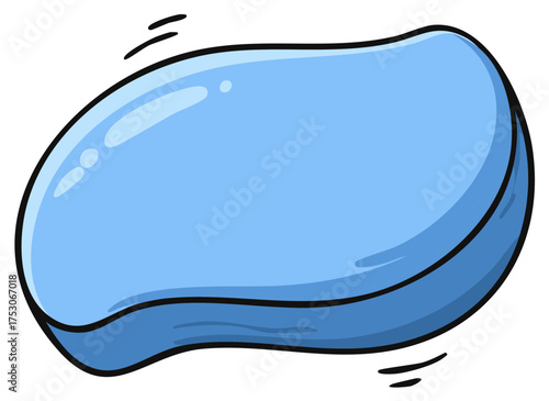 Cartoon blue jelly bean sweet candy treat with playful movement lines illustration