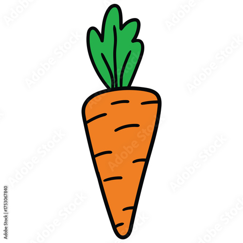 Hand-drawn cartoon carrot on a white background.