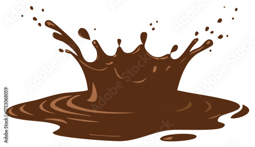 Dynamic brown liquid splashing upwards with droplets scattering in a crown shape