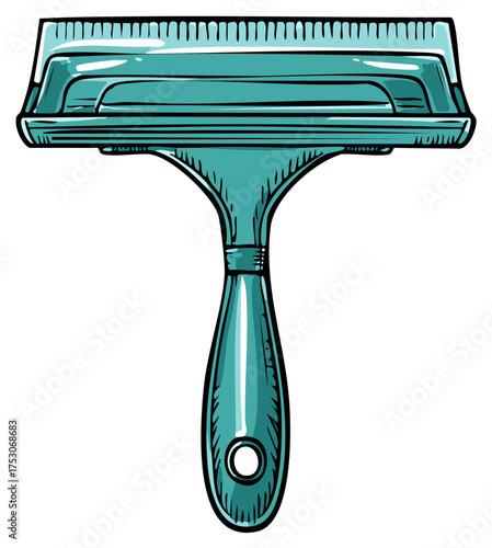 Teal Window Squeegee Tool Illustration for Glass Cleaning and Home Maintenance