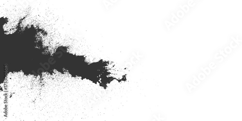 Abstract Black Powder Explosion on White Background Ink Splash, Explosive black powder burst effect isolated on white background. Black chalk explosion. black powder explosion.