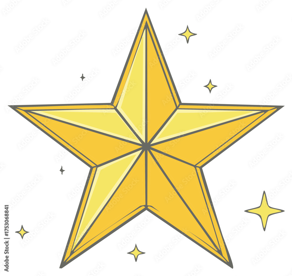 Obraz premium Sparkling Gold Star Illustration for Holiday Decor and Festive Celebrations Vector Template