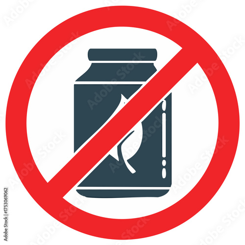 No Organic Drinks Illustration Icon Showing Prohibited Beverage with Leaves