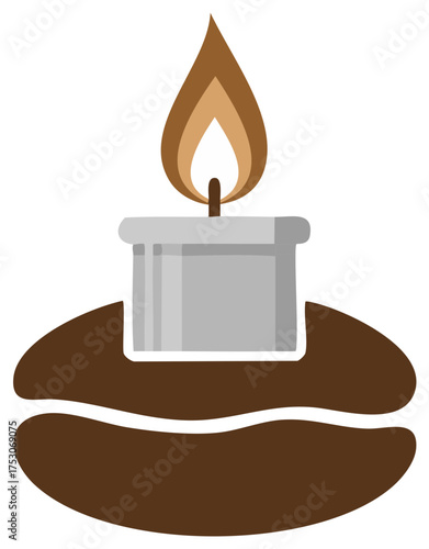 Burning Flame on Oil Lamp, Symbol of Peace and Religious Ceremony