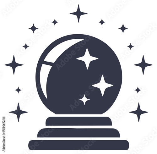 Fortune Teller Crystal Ball with Glowing Stars Symbolizing Future and Magic