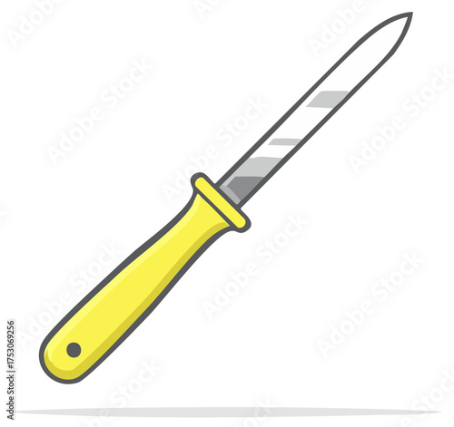 Illustrative Nail File with Yellow Handle for Manicure Pedicure Tool or Beauty Care Routine