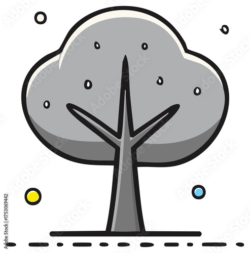 Simple Stylized Tree Illustration Icon Isolated Abstract Minimalist Vector Art Design