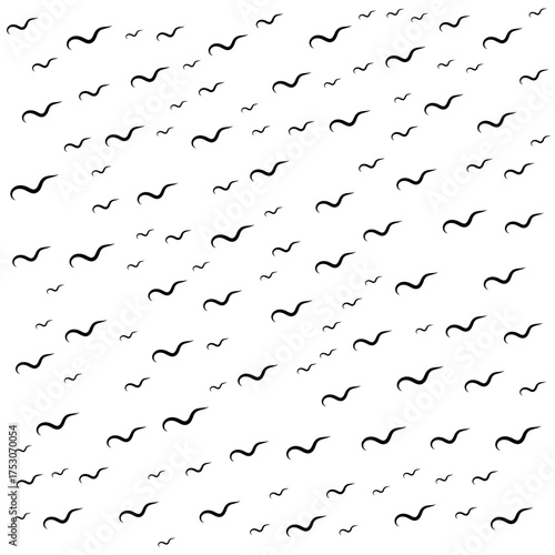 Black Curved Swirl Shapes Pattern on White Background vector illustration