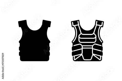 Two styles of body armor vests a flat design silhouette