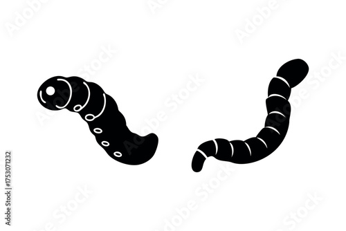 Two black worm shapes coiled and curved a striking silhouette