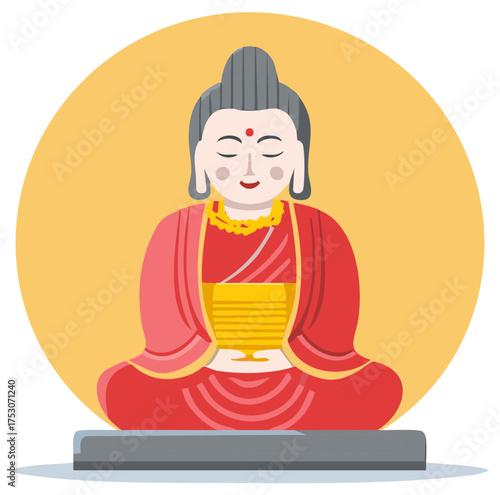 Serene Buddha figure meditating in a lotus position vector illustration