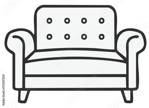 Classic armchair with tufted back and rolled arms illustration